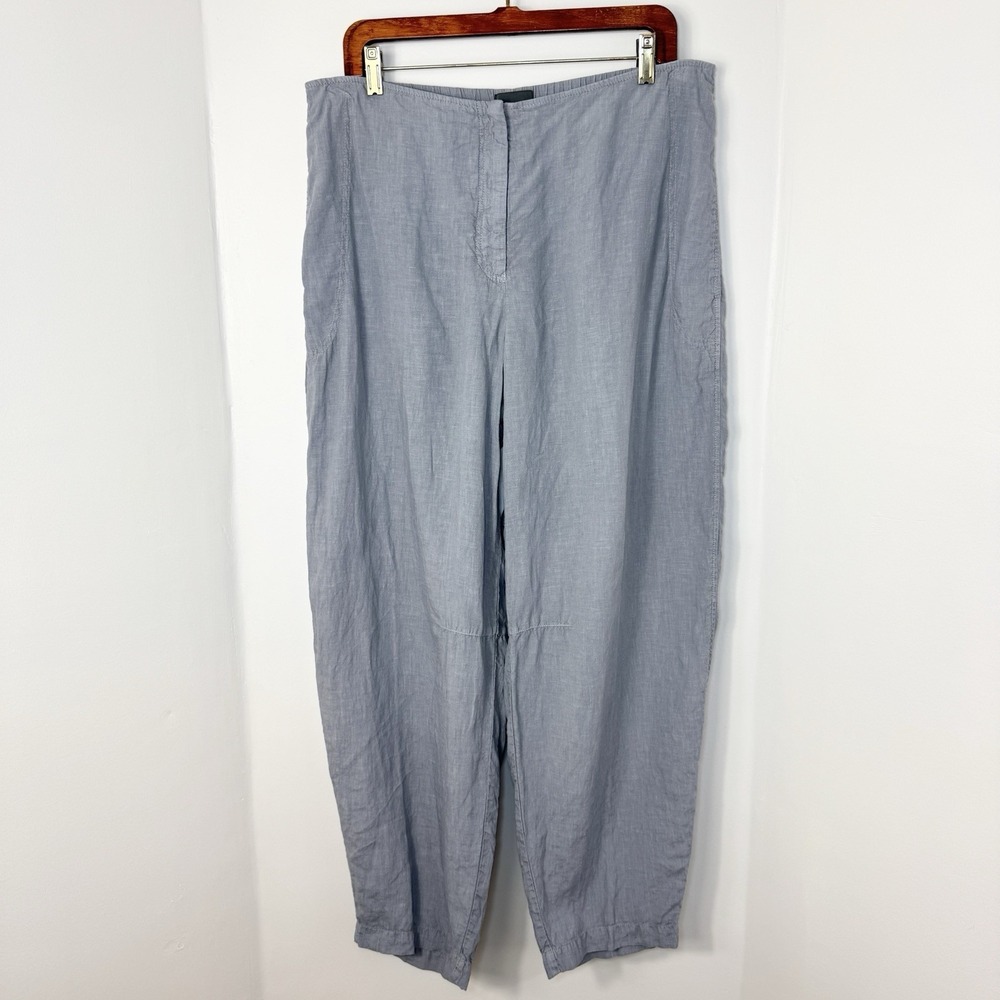 OSKA Women's Heavy Linen Trousers Gray Barrel Pants Lagenlook Minimalist Size L
